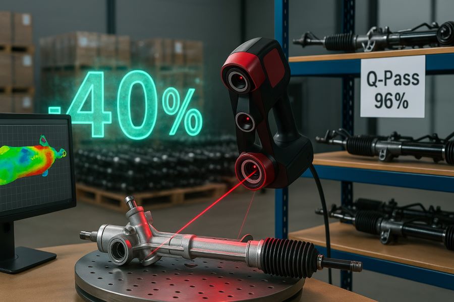 Рулевые рейки оптом: как снизить процент рекламаций на 40 % с помощью 3-D-сканирования партий 🔧
